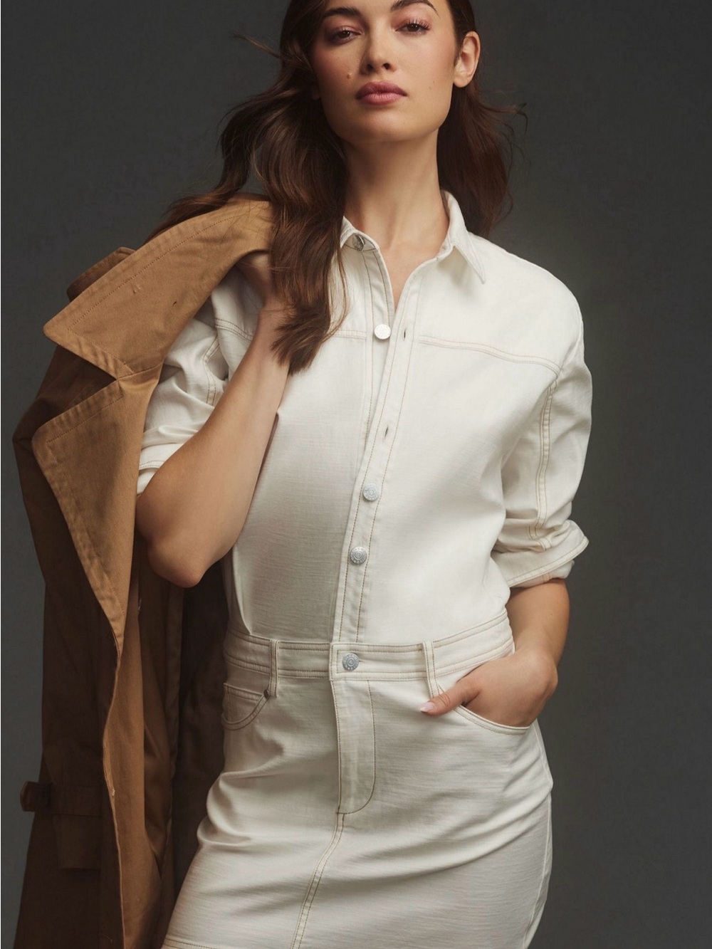 Anthropologie Pilcro Long Sleeve Denim Button-Front Micro Mini Shirt Dress Small